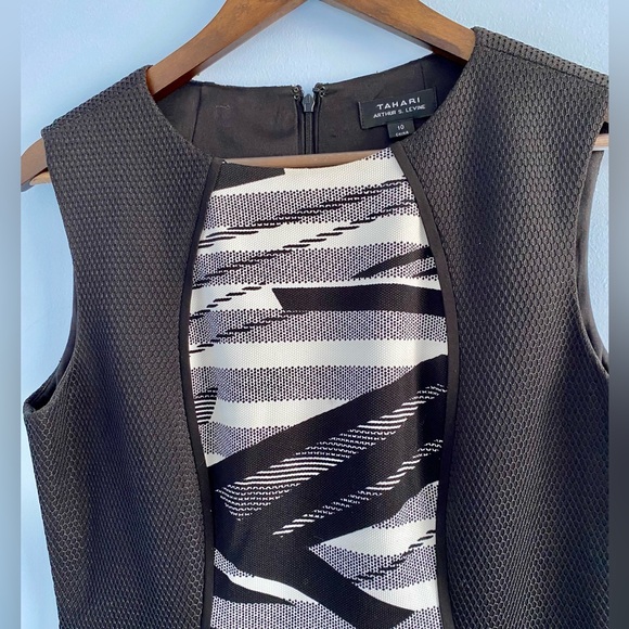 Tahari A S. l White and Black Texture Casual Dress Size 10 - Picture 2 of 6